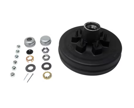 6 on 5.5in Pre-Greased Hub & Drum Assembly – 6K Trailer Axles, #42 Spindle, 1/2in Studs
