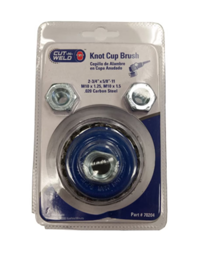 CNW - Knot Cup Brush 2-3/4in – Twisted Wire Cup Brush for Angle Grinders, Rust & Weld Removal