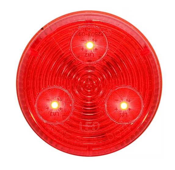 2in Round Red LED Optronics Clearance Marker Light – 3 Diode – P2 Rated