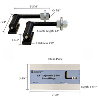 5/8in Adjustable J-Bolt Barrel Hinge per Pair