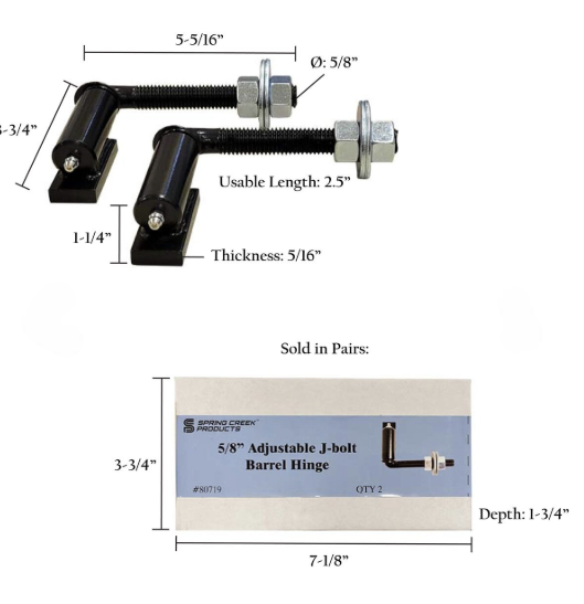 5/8in Adjustable J-Bolt Barrel Hinge per Pair