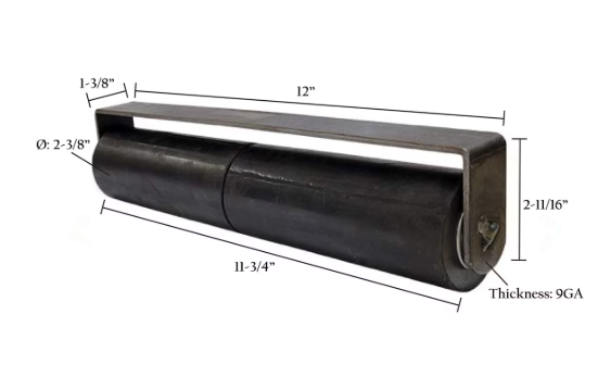 12in Heavy-Duty Rubber Guide Roller – Weldable Steel Bracket /Bearings