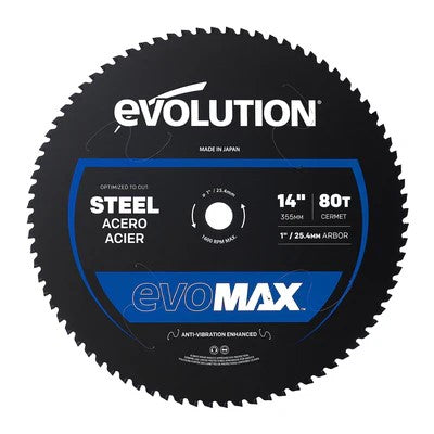 Evolution EVOMAX14ST – 14in 80T Professional Grade Mild Steel Cermet Blade