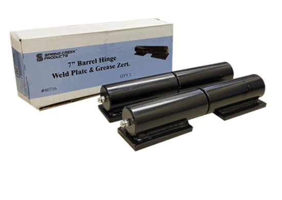 7in Barrel Hinge with Plate and Grease Zerk – Zinc Plated – 2/PKG