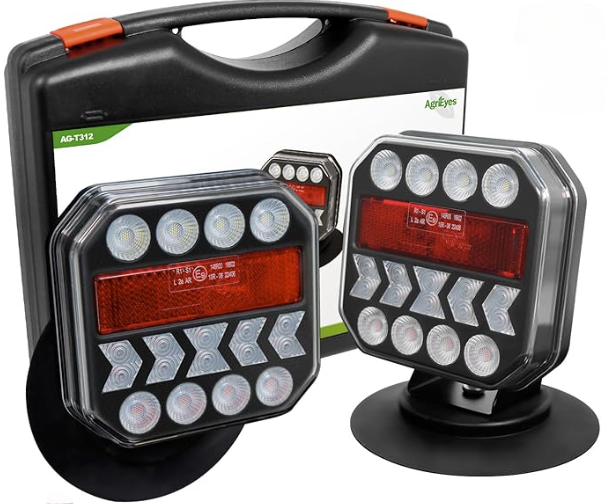 Agrieyes T312 Rechargeable Wireless Magnetic Trailer Lights Kit – USB-C LED Tow Lights