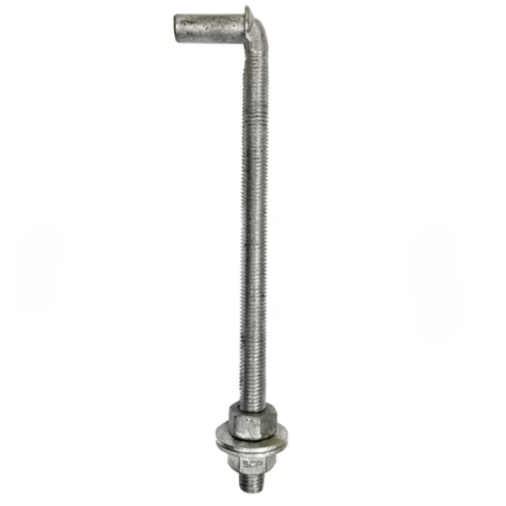 Metal bolt with threaded shaft on a white background