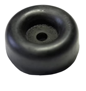 Rubber Bumper, 2 1/2in Outside Diameter, 1in H, 1/2in x 1 1/8in Recess, 3/8in Mounting Hole