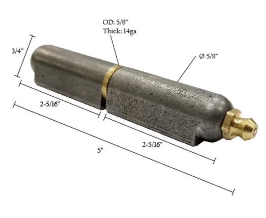 4-3/4in Steel Bullet Hinge w/Brass Pin & Bushing Grease Zerk