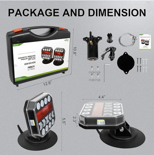Agrieyes T312 Rechargeable Wireless Magnetic Trailer Lights Kit – USB-C LED Tow Lights