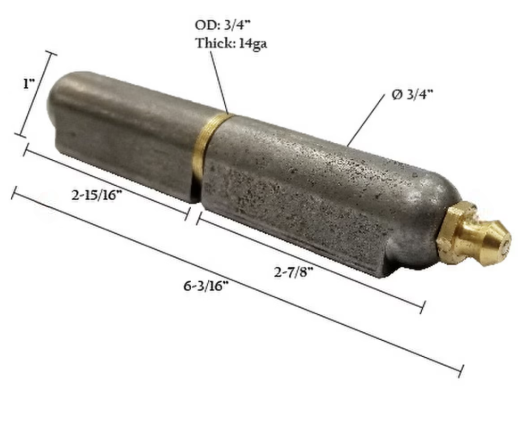 6in Steel Bullet Hinge w/Brass Pin & Bushing Grease Zerk
