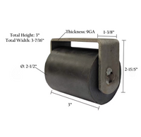 3in Heavy-Duty Rubber Guide Roller – Weldable Steel Bracket w/Bearings