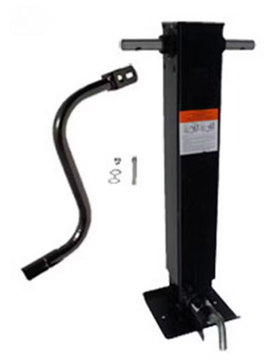 Ram 12,000lb Capacity Drop Leg Jack, Side Wind, Front Pin Drop Leg Release, 12.5in Lift, 13.75in Drop Leg Travel, Spring-Load Drop Leg Return, includes Crank Handle