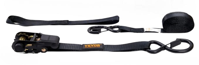 Ratchet Strap, 1in X 15ft w/Padded Handles 2,200 lb Capacity Working Load Limit Trailer Parts Pro