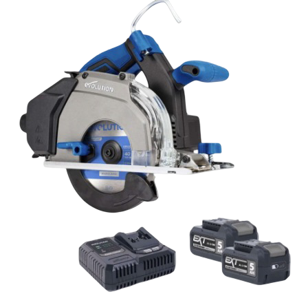 Evolution S6CCS-Li Cordless 6-1/2in Metal Cutting Circular Saw with Thin Kerf Blade – 2-1/4in Cut Depth 2 batteries & 1 charger