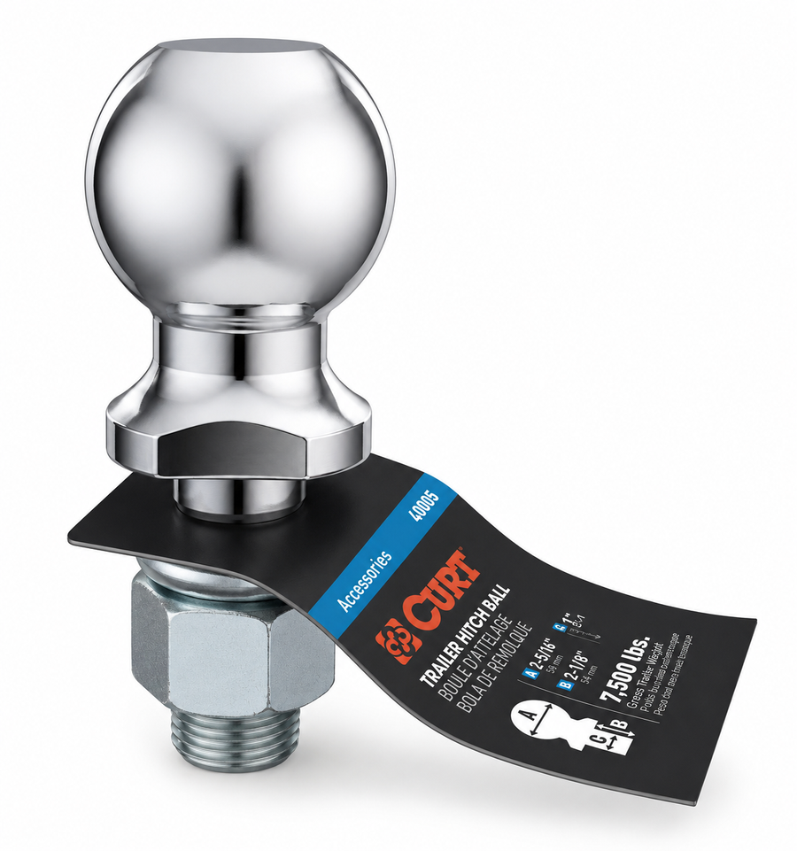 2-5/16in Trailer Hitch Ball – 7,500lb Capacity – Chrome Finish