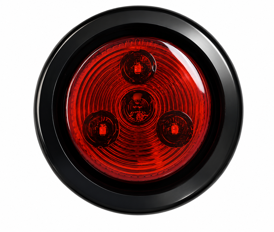 Trailer Light – 2in Round Marker Light – Dark Red Lens / 3 LEDs