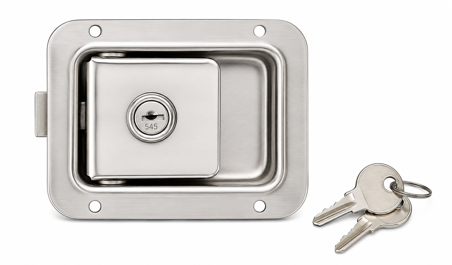 Flush Latch – Junior Locking, Plain Finish – 2-3/4in x 3-3/4in Hole Size