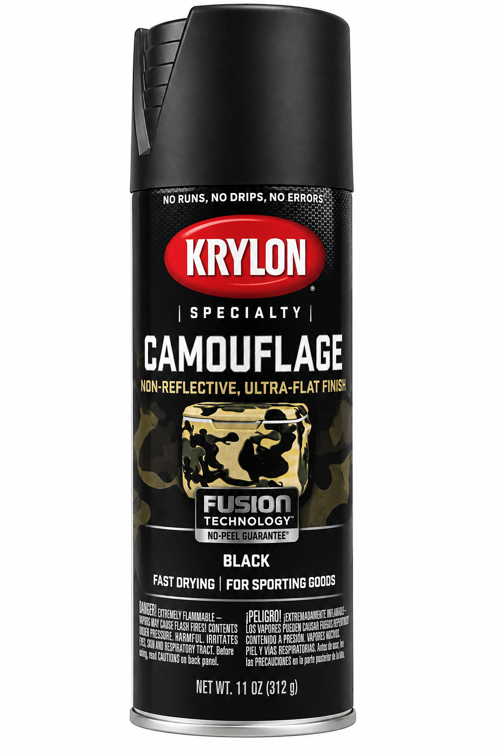 Krylon Specialty Camouflage Spray Paint – Black – Ultra-Flat Non-Reflective Finish