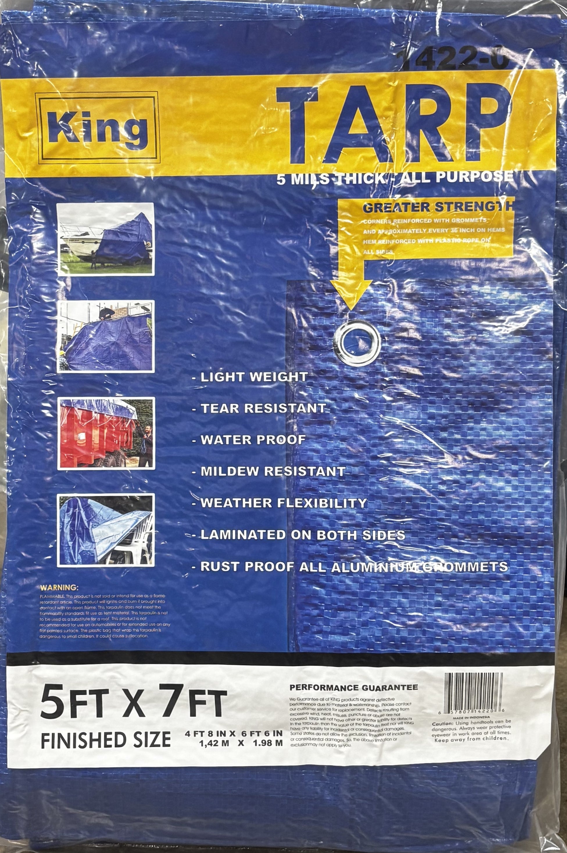 King 5ft x 7ft Blue Poly Tarp