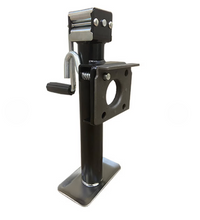 Trailer Jack - Round Side Mount Snap Ring Swivel Jack W/ Footplate, Weld On Sidewind 2K Lift Capacity
