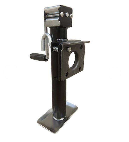Trailer Jack - Round Side Mount Snap Ring Swivel Jack W/ Footplate, Weld On Sidewind 2K Lift Capacity
