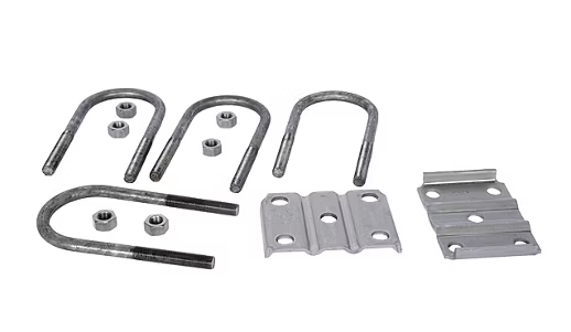U-Bolt Kit, 5.2K - 7K for 3in Round Axle Tube, 9/16in-18 Rod Diameter, 7 1/4in Long, Plain Finish