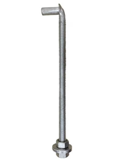 J Bolt with Washers and Nuts 5/8in x 12in - Hot Dip Galvanized (HDG)