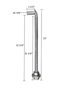 J Bolt with Washers & Nuts 5/8in x 12in - Hot Dip Galvanized (HDG)