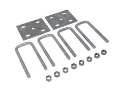 U-Bolt Kit 2K - 3.5K for 2in Square Axle Tube 1/2in-20 Rod Diameter 5 1/2in Long Legs Galvanized Finish