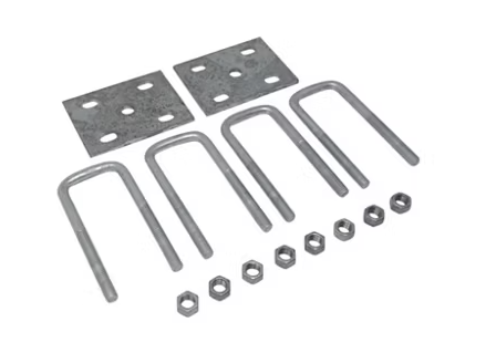 U-Bolt Kit 2K - 3.5K for 2in Square Axle Tube 1/2in-20 Rod Diameter 5 1/2in Long Legs Galvanized Finish