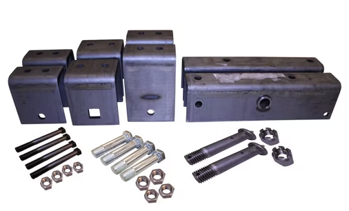 Tandem Axle Hanger Kits, 2in Slipper Springs (3,500 - 8,000 LBS. Axles) 4in Hangers E4541 Short Equalizer 3/8in Spring Keeper Bolts 7/8in Dry Equalizer Bolt