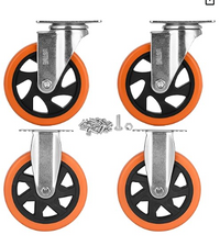 5in Caster Wheels Set of 4 (2 Rigid, 2 Swivel), Ball Bearing 360 Degree Plate Swivel Castors Wheel Load 2400 lbs, Casters for Furniture, Workbench, Dolly, Cart