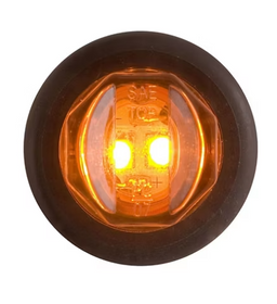 .75in Round LED Amber Clearance Marker Light Kit 2 Bulb w/plug and Bracket, PC Rated