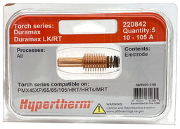 Hypertherm 220842 Electrode 10-105A for Duramax & Duramax LK/RT Torch - 5/PKG