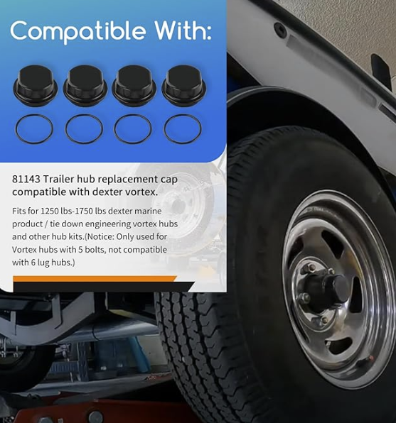 Hub Dust Caps Compatible With Dexter Vortex, K71-G01-73 21-261 48355v Replacement Vortex Hub Dust Cap - Fit Boat, Trailer & Other Hub Kits