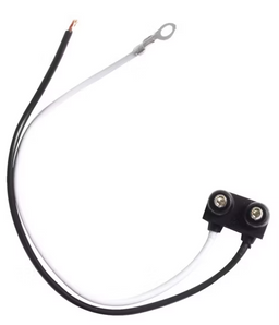Optronics 2-Wire Right Angle Plug for Lights 90° Right Angle Male Pins - For Light Termination - 6in Bare hardwire and #10 Ring Terminal Ground Wire Lead