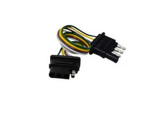 Trailer Tow Vehicle and Trailer Electrical Harnesses Set: 4 Way 4 Flat Extension 1ft Double Ended