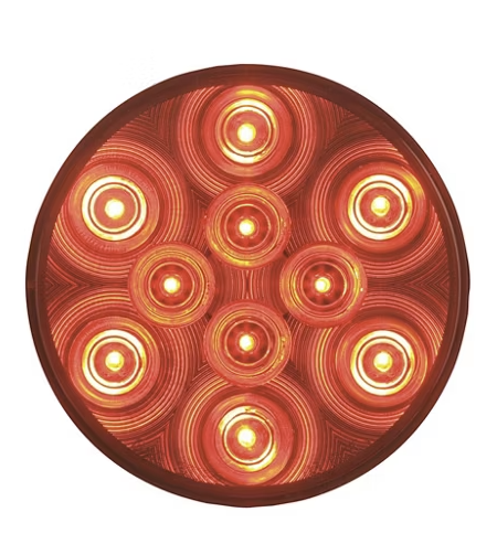 4in Round LED RED Stop/Turn/Tail Light 10 Diode Grommet Mount