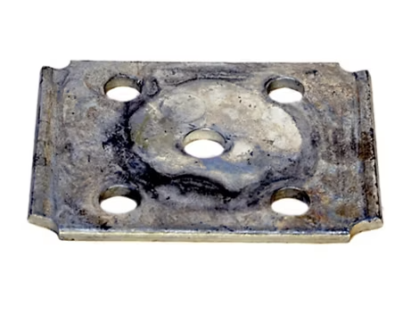 Axle U-Bolt Tie Plate, 2.2K - 3.5K for 2in Square Axle Tube, 9/16in U-Bolt Holes for 1 3/4in OR 2in Leaf Springs, Galvanized Finish