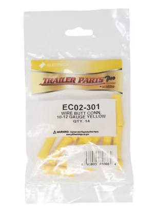Vinyl Butt Connector 12-10 Gauge – Yellow – 14 Pack