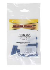 Vinyl Butt Connector, 16-14 Gauge, Blue, Pkg/14