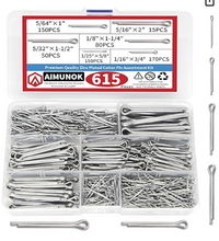 615-Piece Hairpin Cotter Pin Assortment Kit 6 Sizes Heavy Duty Zinc Plated Split Pin Clips Hitch Pin Clip Tractor ,Trucks, Engine Repair in Towing Hitch Clips