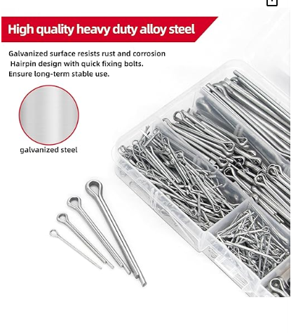 615-Piece Hairpin Cotter Pin Assortment Kit 6 Sizes Heavy Duty Zinc Plated Split Pin Clips Hitch Pin Clip Tractor ,Trucks, Engine Repair in Towing Hitch Clips