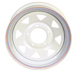 15in x 5in Wheel Only 5 on 5.5in Bolt Pattern, Steel White Spoke, 4.25in Center Bore