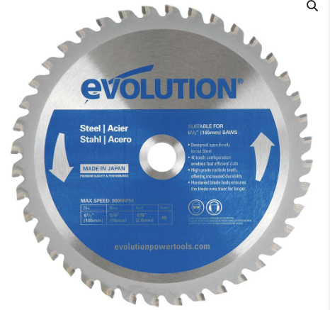 Evolution 6-1/2BLADEST 6-1/2in 40-Tooth TCT Mild Steel & Ferrous Metal Cutting Blade – 5/8in Arbor