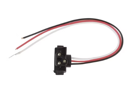 Optronics 3-Wire 90 Deg Right Angle Plug – Male Pins – 10in Bare Hardwire with #10 Ring Terminal Ground – For PL-3 Light Termination