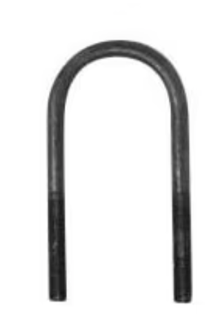 1-3/4in Round U-Bolt for 2K Axel, 3/8in-24 Rod Diameter U-Bolts, 4 1/4in Long Legs Zinc Finish