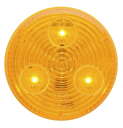 2in Amber Round Optronics LED Clearance Marker Light Kit, 3 Diode, P2 Rated