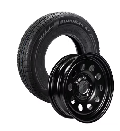 ST205/75R15 Sonoran Radial Tire & 15in Black Steel Wheel Assembly – Load Range C – 5 on 4.5in