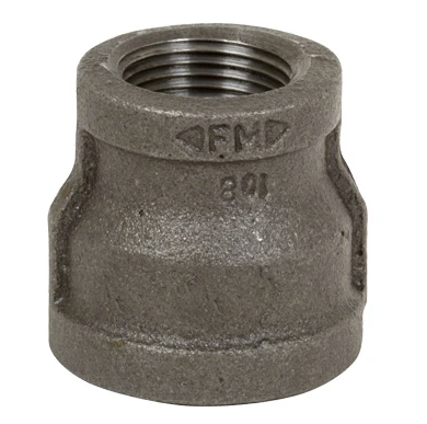1-1/2in x 1-1/4in Black Malleable Iron Reducing Coupling